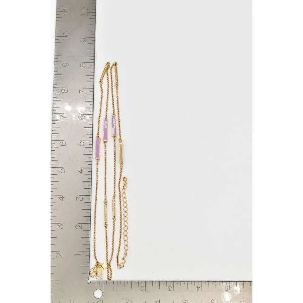 Kate Spade Station Chain Necklace Lavender Pastel Enamel Crystal Signed BinBL